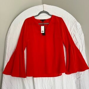 Banana Republic Coral Red Flare Long Sleeve